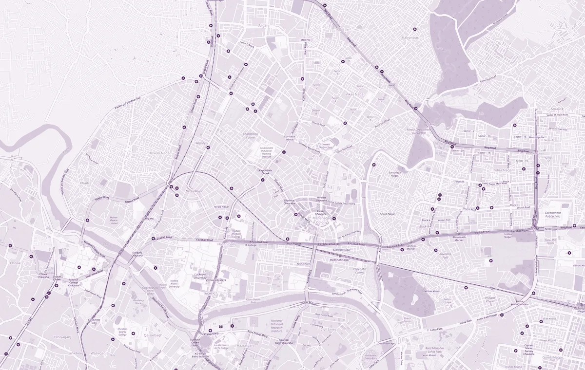 Map of the Mahanagar area in Lucknow