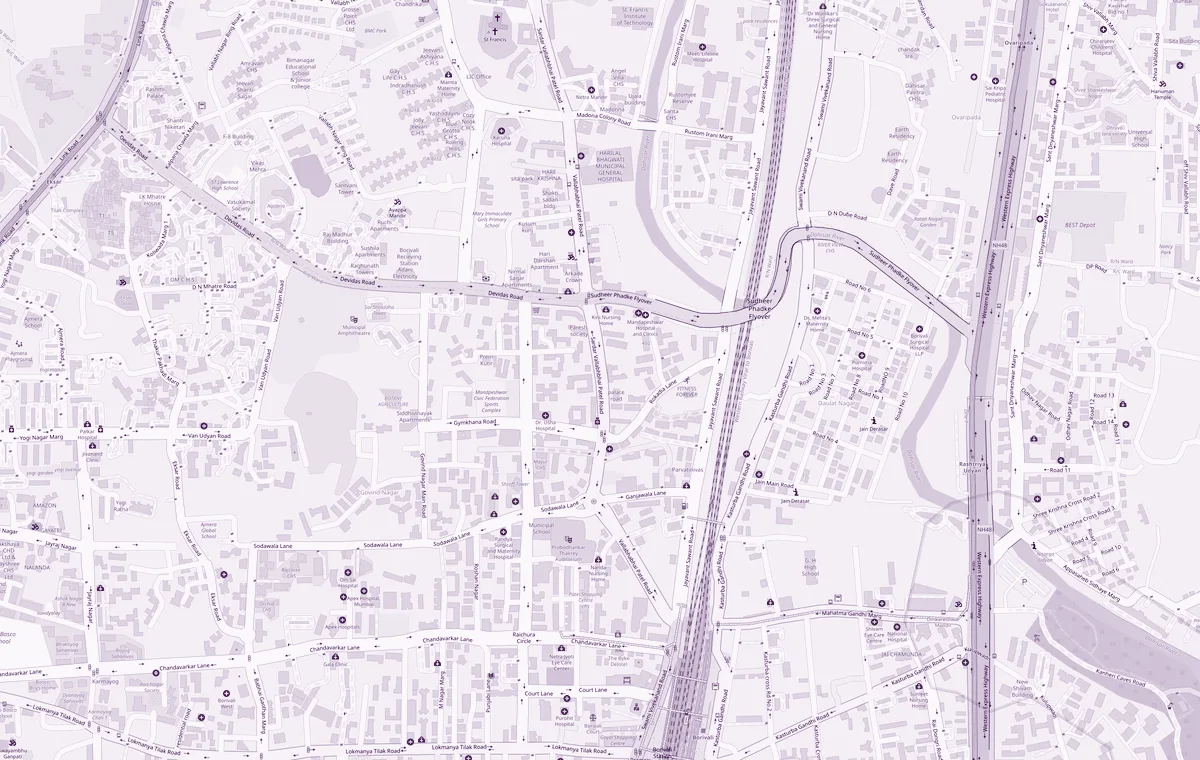 Map of the Borivali area in Mumbai with the clinic marked