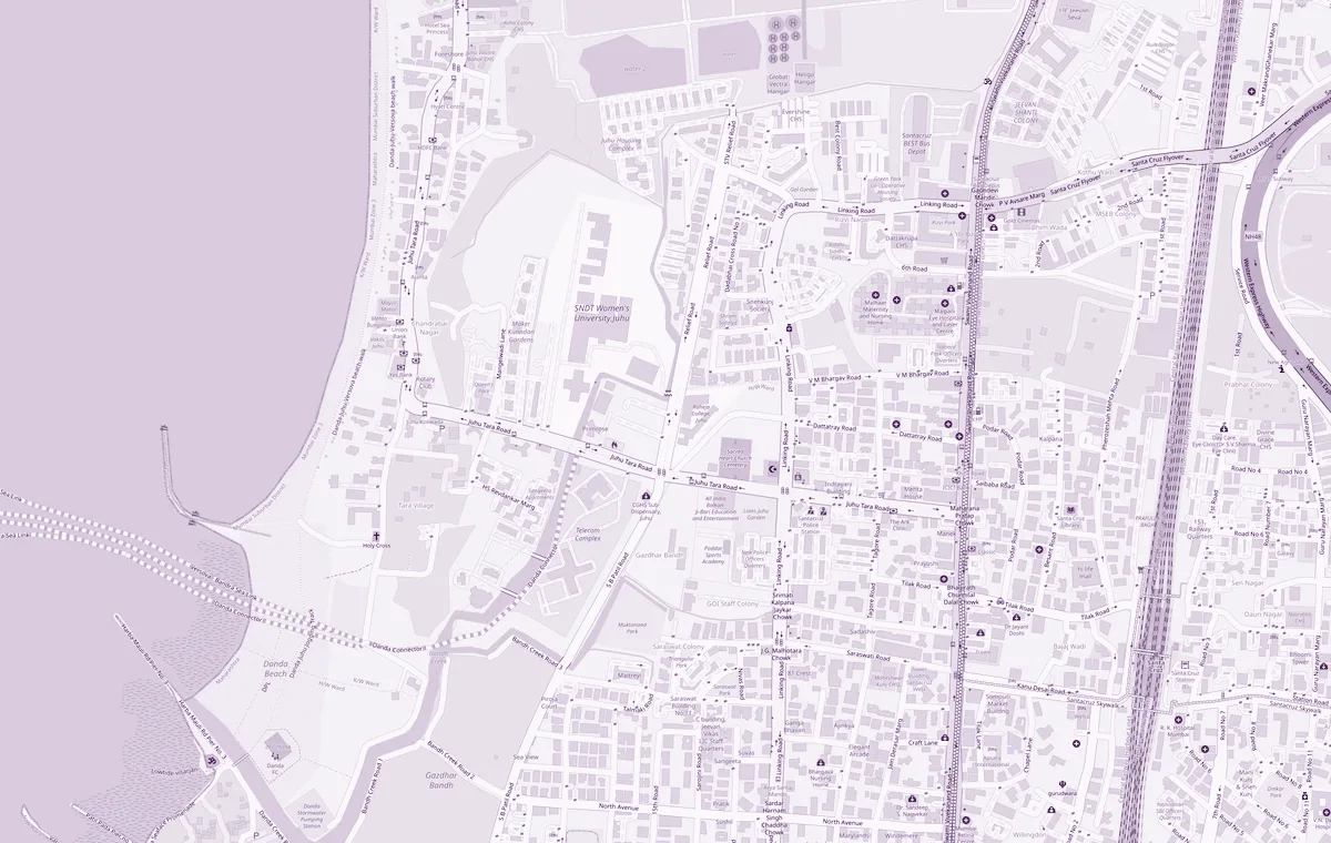 Map of the Santacruz area in Mumbai with the clinic marked